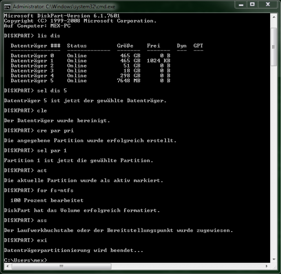 Terminal - Diskpart Terminal Diskpart